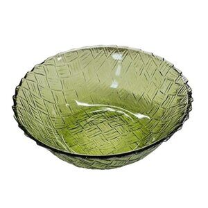 Vintage Green Textured Glass Bowl - Elegant Dining & Home Decor